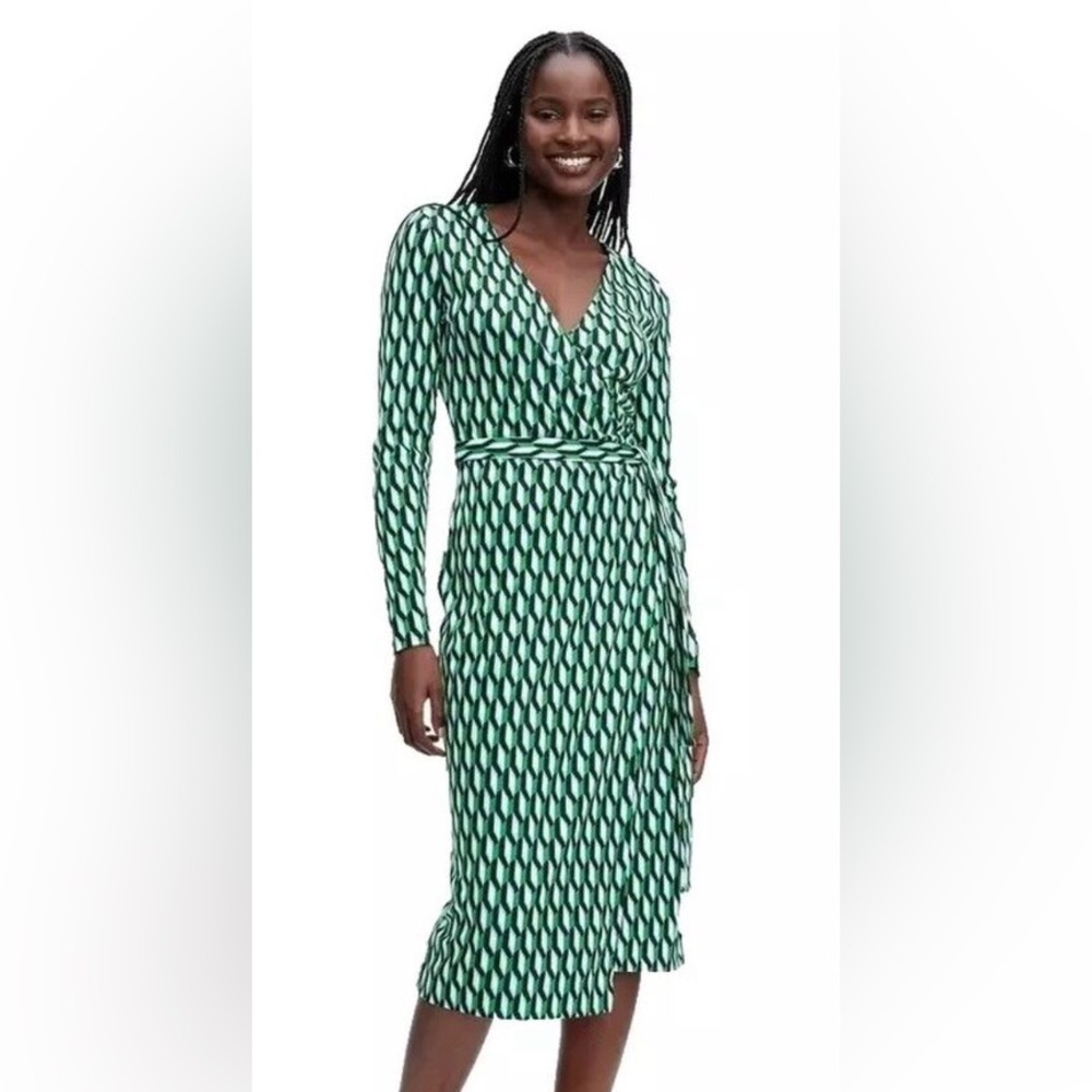 DVF Diane Von Furstenberg X Target small Green Knit Wrap‎ Dress Spring Easter